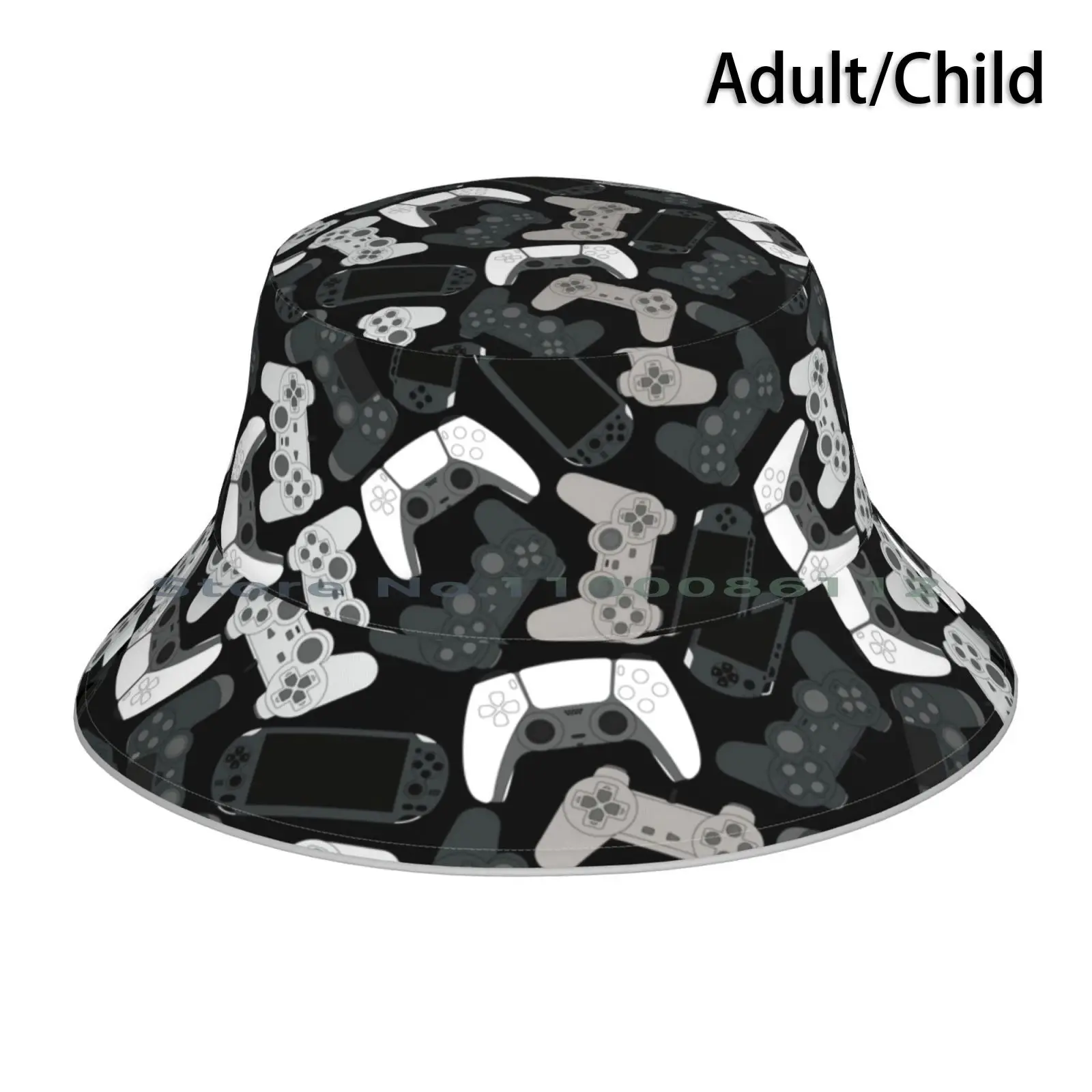 

Gamer Controller Ps Fans Bucket Hat Sun Cap Videogames Retro Culture Pixel 8bit Style Playstation One Players Cool Popular Game