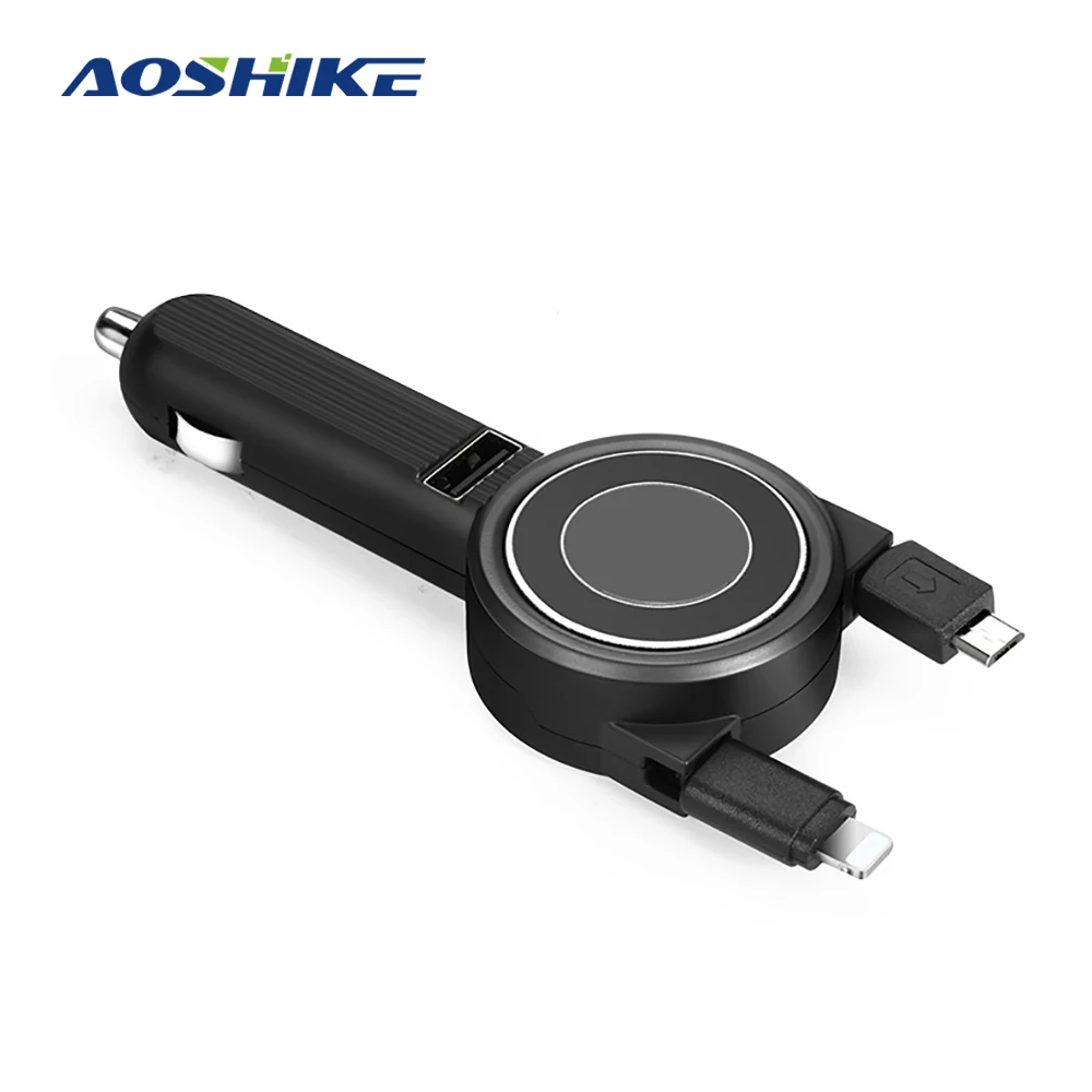 AOSHIKE QC2.0 автомобильное зарядное устройство адаптер прикуривателя для iPhone XS XR samsung Xiaomi HUAWEI с Micro USB/type C/портами освещения