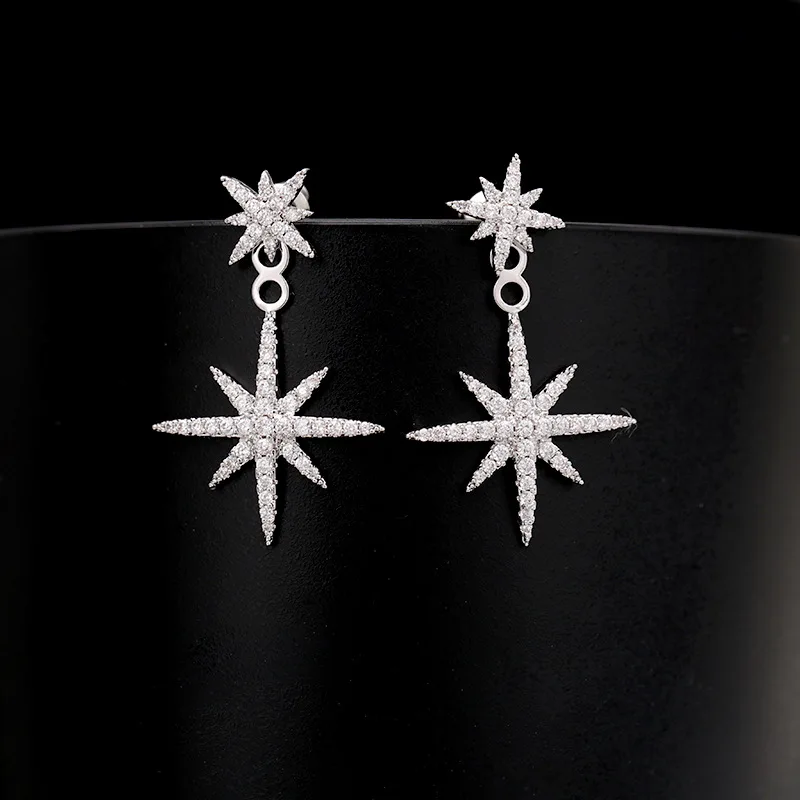 

FUN-BEAUTY European and American Hot-selling Star Earrings Simple Female Fashion Back Hanging Star Earrings Rice Earrings