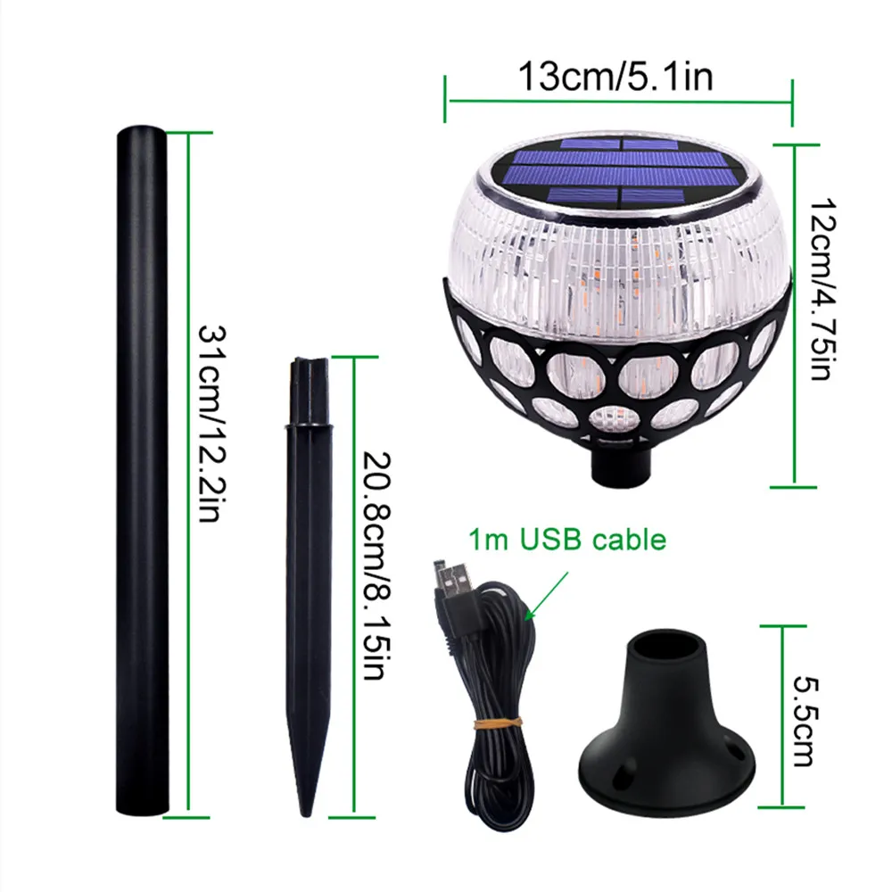 Уличный фонарь на солнечной батарее Модернизированный с мерцающим пламенем 96