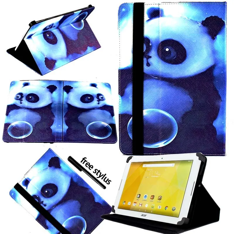 Panda KK&LL для acer Iconia One 10 B3-10 B3-A20 A30 A40 A40FHD A50 A50FHD-кожаный чехол-подставка для планшета+ Бесплатный стилус - Цвет: Panda