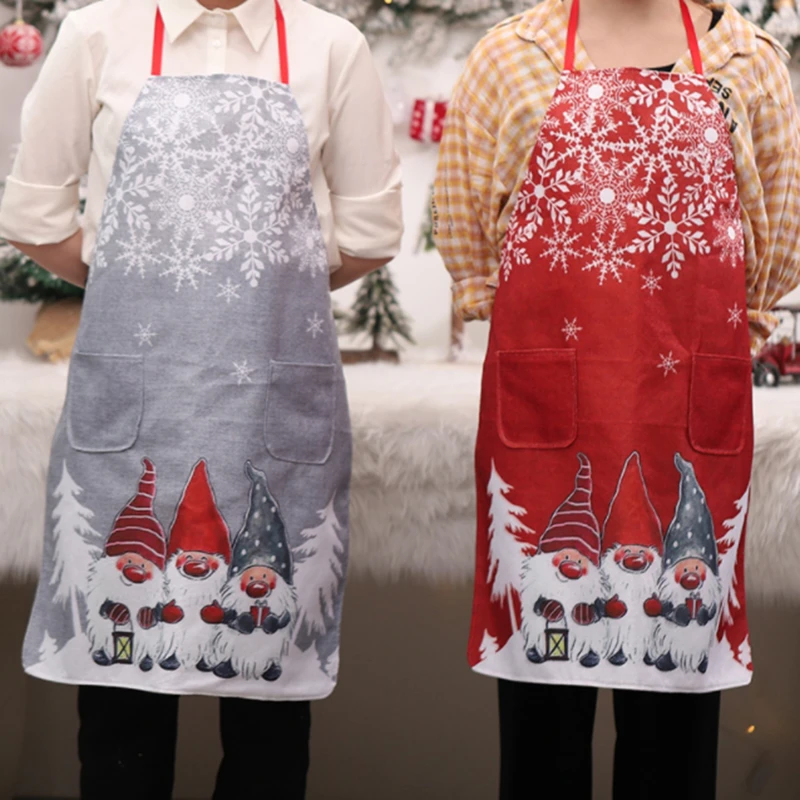 

Christmas Decorations Fabric Printing Santa Claus Xmas Apron Restaurant Bar Merry Christmas Decor For Home 2021Xmas Gifts Favor