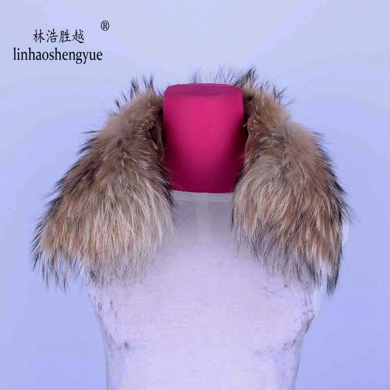 

Linhaoshengyue 55cm or 50cm Long Various Models Real Raccoon Fur Collar