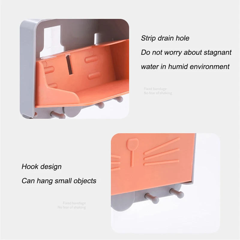 

Creative Wall Mounted Soap Box With Lid Soap Draining Rack Bathroom Soap Holder Tray Case Rain Soap Storage Box With Hook