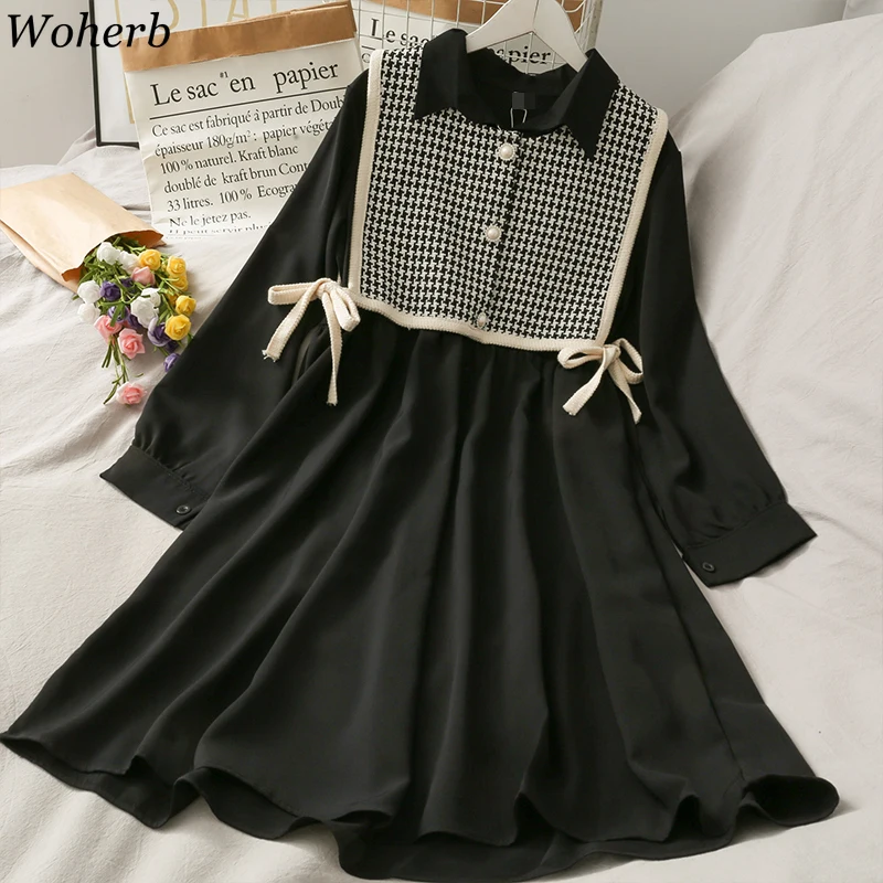 Woherb комплект из двух предметов женский модный вязаный клетчатый жилет + платье