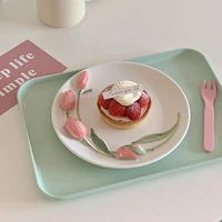 8 korea tulip plate ceramic cake dish snack tray jewelry dish decorative plate bowl trays decorative nordic shop dishes