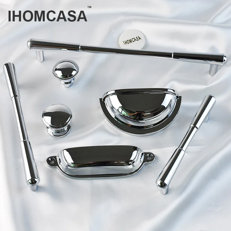 

IHOMCASA Silver Furniture Handles For Cupboard Closet Wardrobe Dresser Drawer Door Knob Shoe Cabinet Pulls Kitchen Accessory