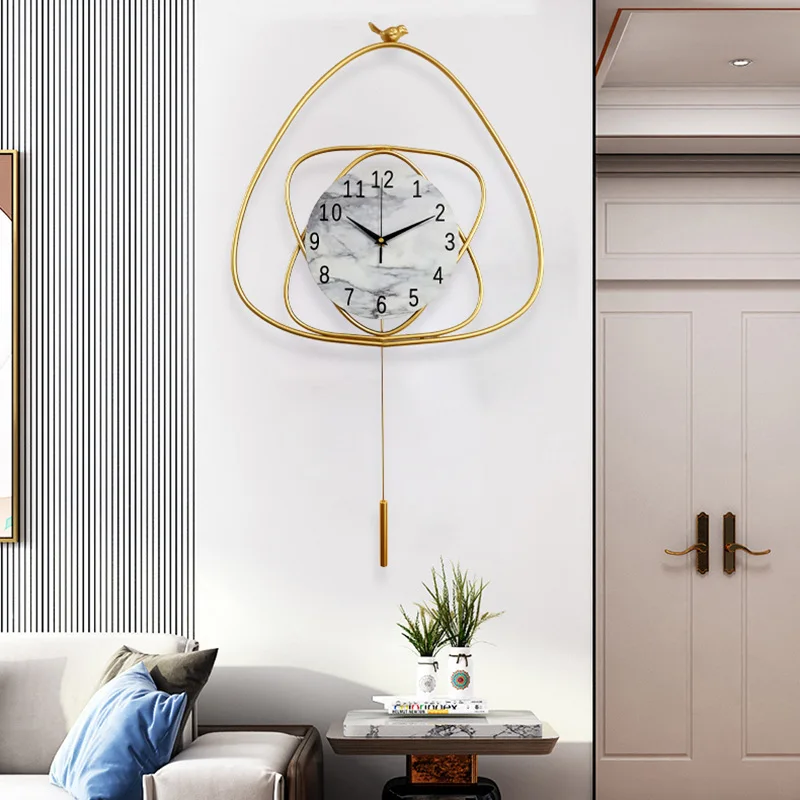 

Nordic Light Luxury Wall Clock Atmospheric Household Fashion Modern Simple Clock Hanging Art Swing Wall Watch In Living Room