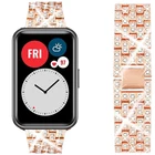 Браслет из нержавеющей стали для Huawei Watch FIT, металлический ремешок с блестящими бриллиантами, аксессуары для часов