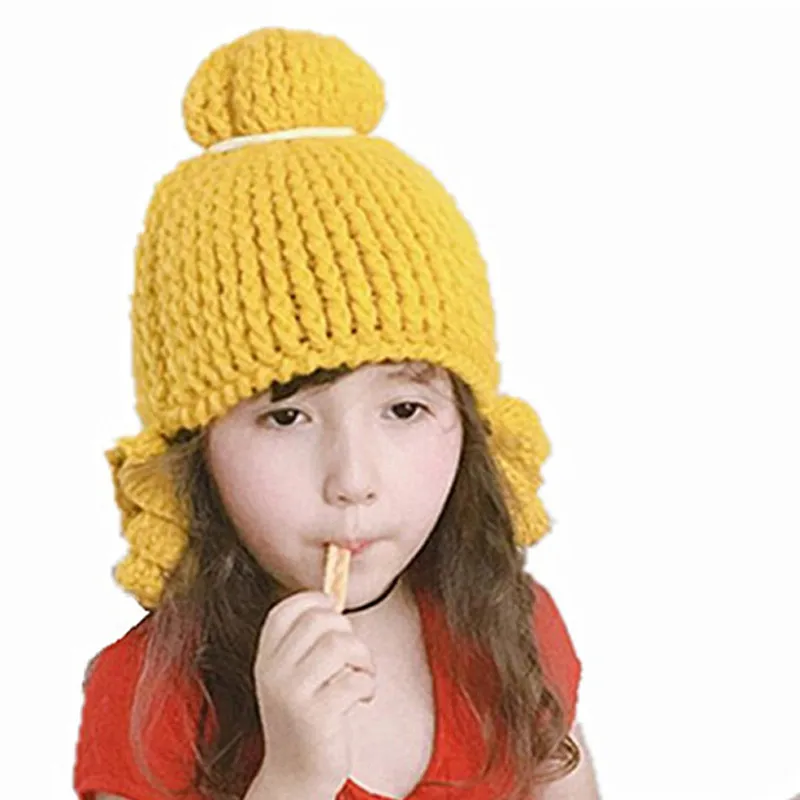 Новый парик для девочек вязаные шапки зимние детские искусственные длинные