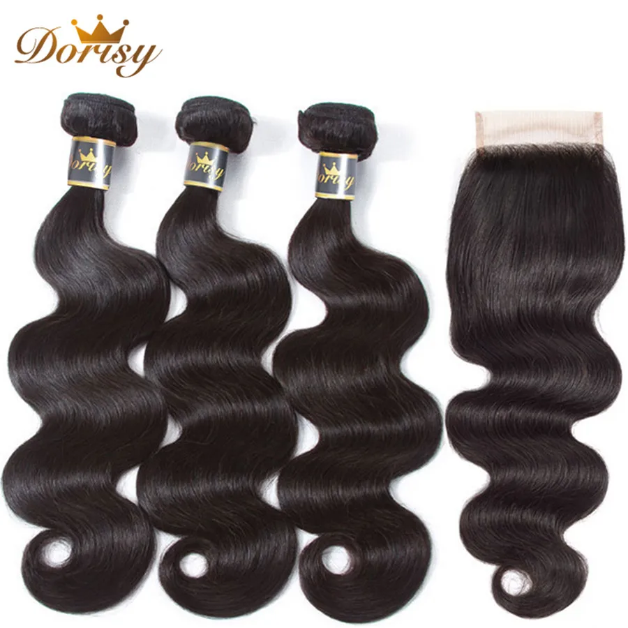 Пучки волнистых волос для тела с закрытием натуральные волосы Малайзия 8 ''