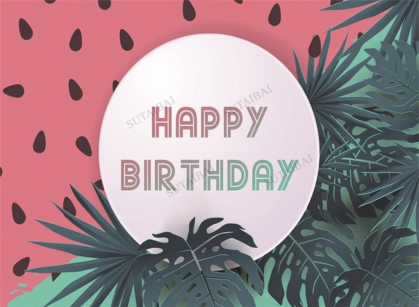 

Flamingo Happy Birthday Photo Background Summer Hawaiian Vacation Style Backdrop Flowers Pineapple Leaves Decoration Banner Prop