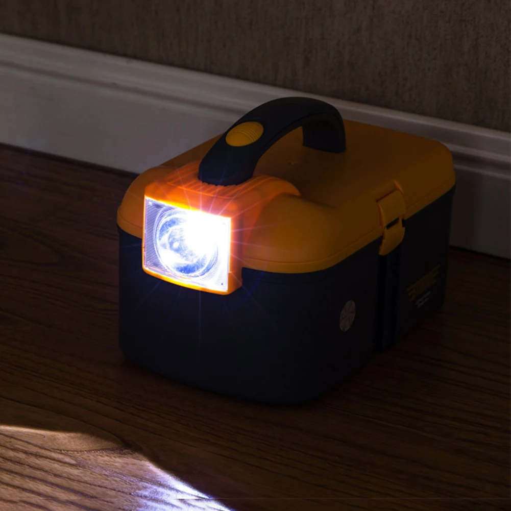

Storage Tray With LED Light Electrician Home Organizer Multifunctional Durable Tool Box Garage Craftsman Outdoor Fishing Repair