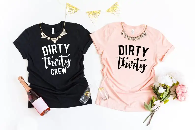 Женские вечерние футболки Dirty Thirty Crew хлопковая черно белая футболка с коротким