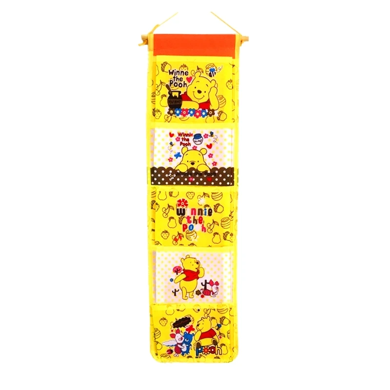 Yellow Weini bear Теперь Подарочный крючок мультфильм настенный подвесной для хранения сумка модная игрушка органайзер для макияжа 5 карманов Висячие Сумки для хранения двери ванной - Цвет: Yellow Weini bear