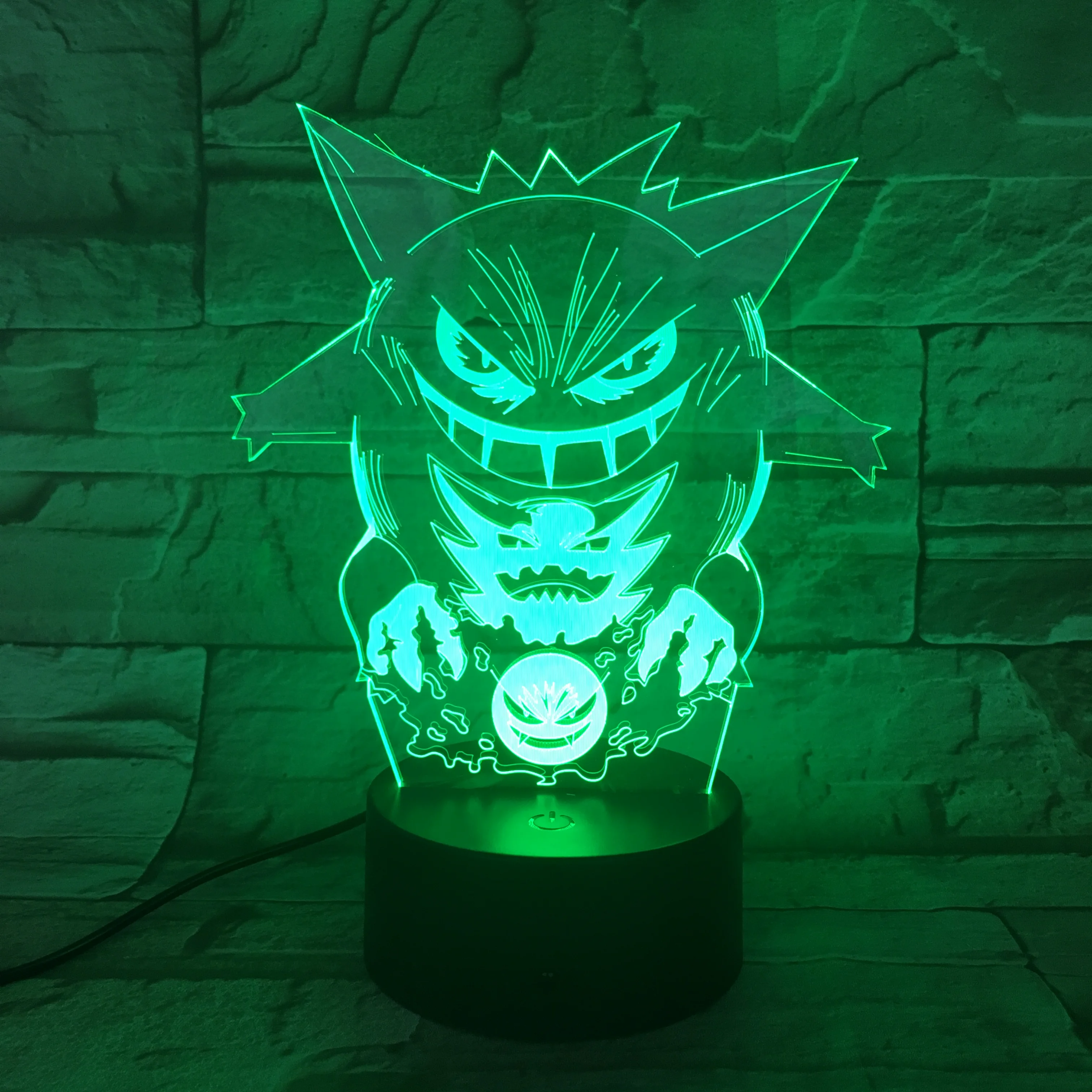 Покемон умбреон Mewtwo Gengar 7 цветов 3D лампа визуальный светодиодный ночник для детей