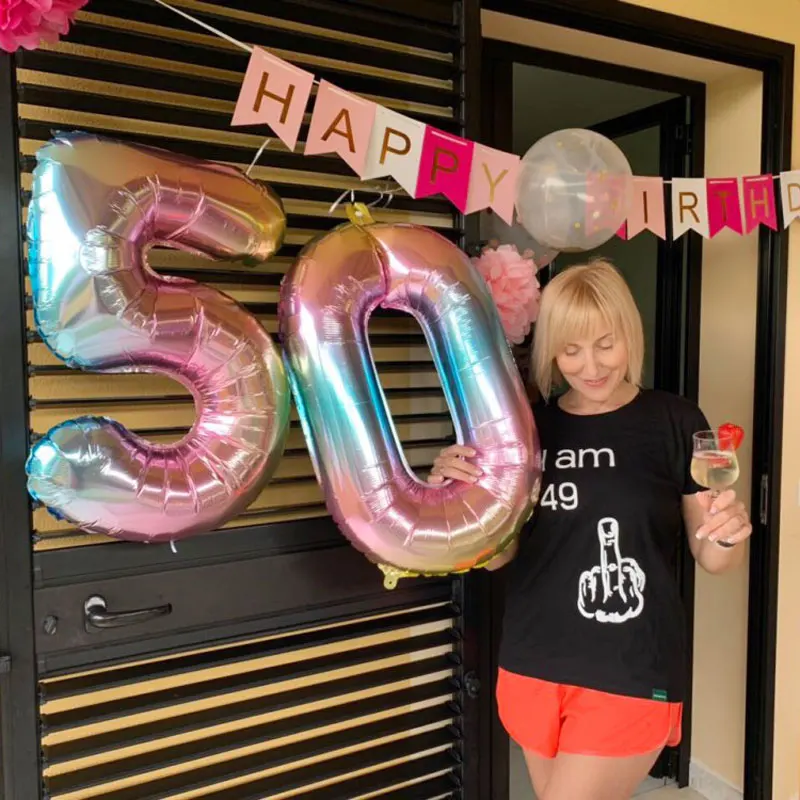 Огромные 40 дюймов радужные цифры фольгированные воздушные шары на день рождения