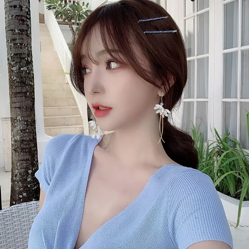 Корейские модные темпераментные длинные акриловые асимметричные серьги в стиле