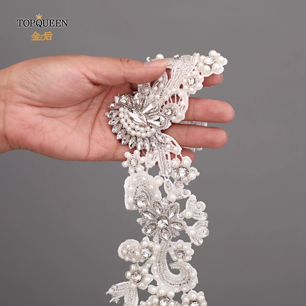 

TOPQUEEN S157 Belt for Wedding Dress Bridal Applique Bridal Rhinestone Sash Belts Womens Belts Wedding Belt Crystal Rhinestone