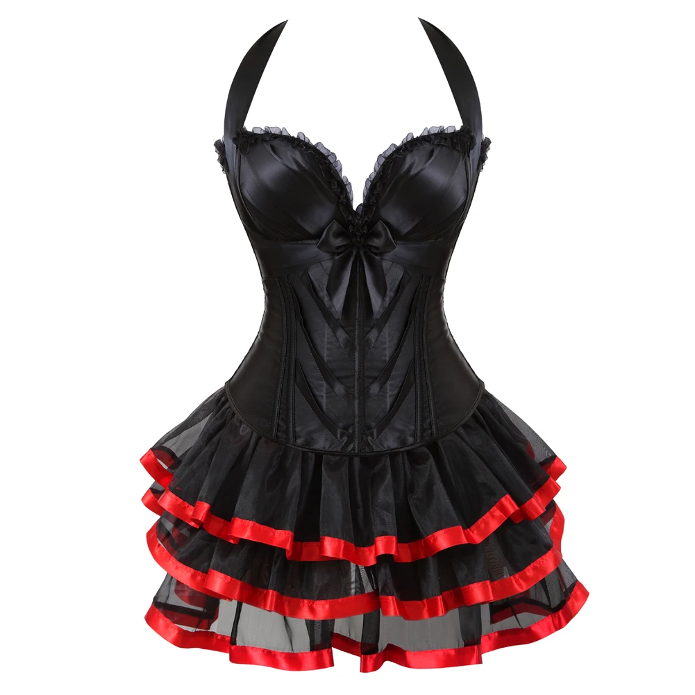 Sexy Corset Dress for Women Overbust Lingerie Mini Tutu Skirt Carnival Gothic Costume Showgirl S-2XL | Женская одежда