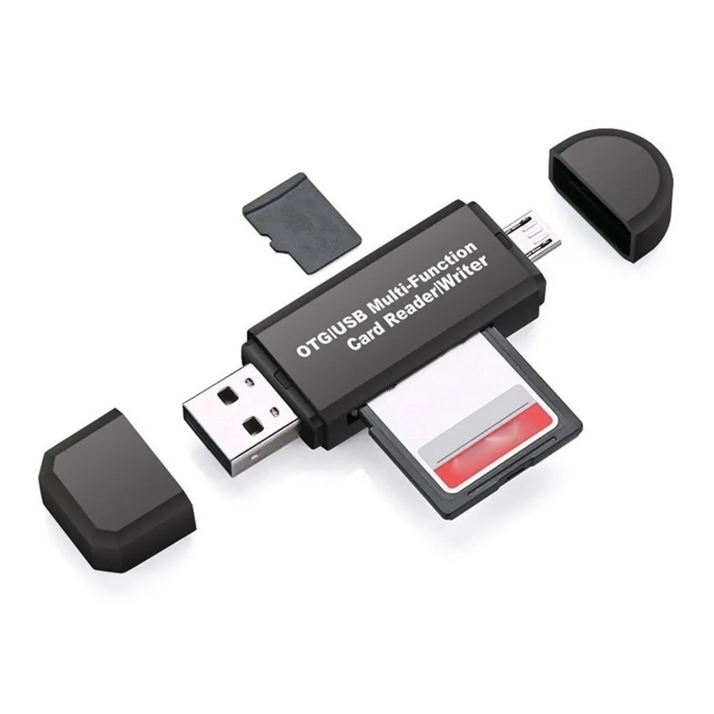 

OTG Cellphone Camera Card Reader TF SD Card To USB micro USB 2 In 1 Adaptor High Speed ABS Plastic