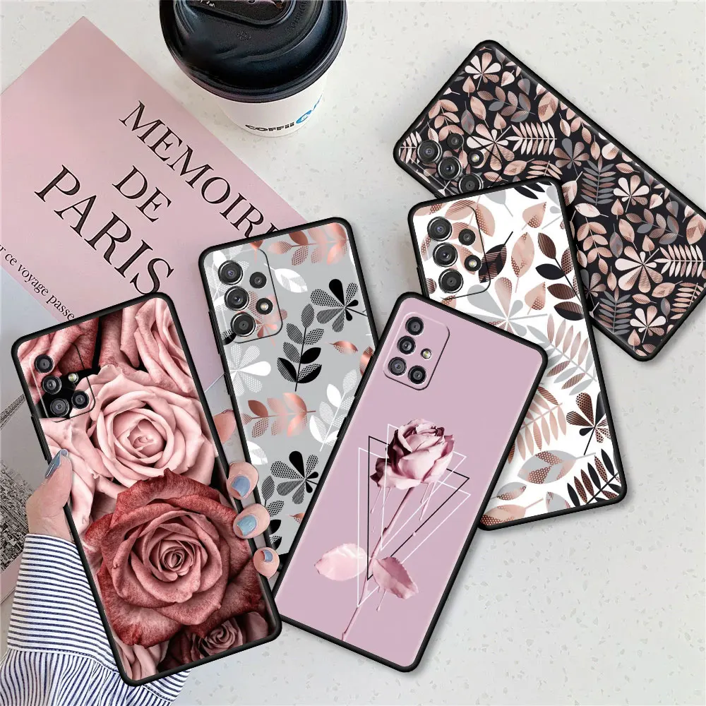 

Soft Case For Samsung A51 A12 A21s A71 Tpu Phone Cove for Galaxy A31 A52 A32 A72 A11 A41 A01 A02 A91 Funda Fashion Flower Leaf