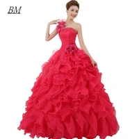 bm new stock one shoulder quinceanera dresses 2021 ball gown beaded prom girls 16 birthday princess pageant party gown bm776