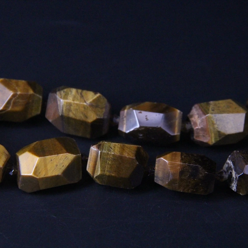 Ожерелье из натурального желтого камня тигровый глаз 15 5 дюйма/нитка|Бусины| |