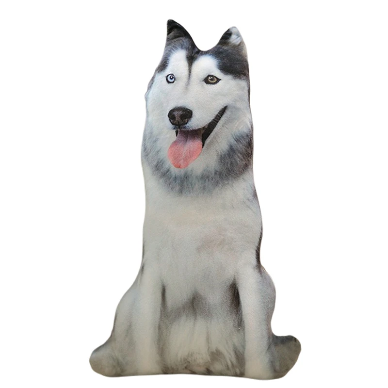 

3D Cute Bend Dog Printed Throw Pillow Lifelike Animal Funny Doge Head Cosplay Children Favorite Toy Cushion For Home