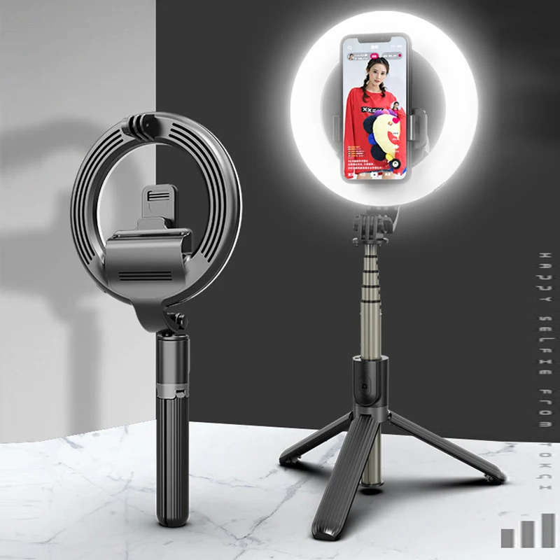 Wireless Bluetooth Selfie Stick led ring light tripod For iPhone 11 Pro 7 8 Foldable Handheld Monopod Shutter Remote Tripod | Электроника