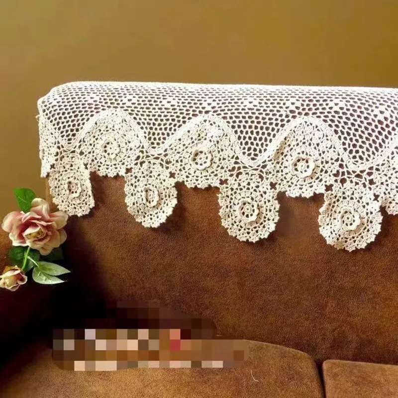 Ручное вязание крючком кружева диван Чехол для домашнего декора скатерть