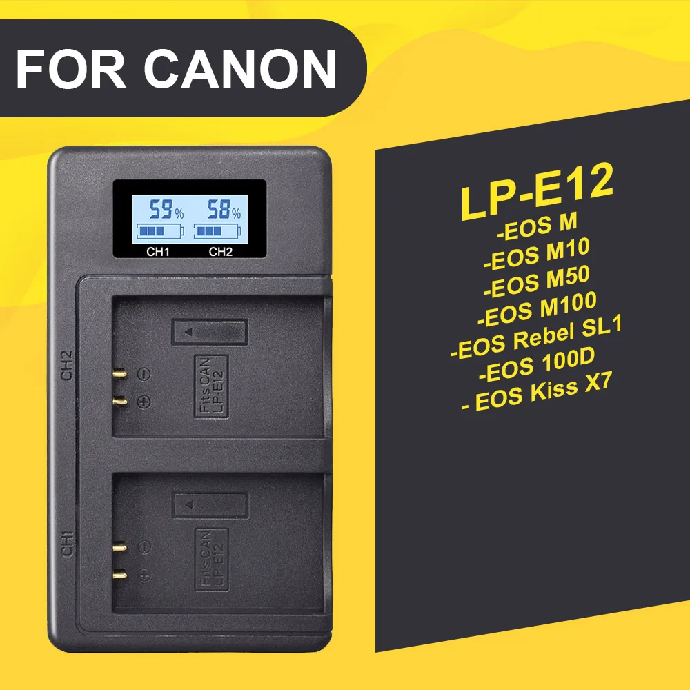 LP-E12 LP-E6 LPE6 LP E6 LP-E8 LPE8 LP E8 LP-E12 LPE12 LP E12 LP-E17 LPE17 LP E17 цифровой дисплей светодиодный двойной зарядное устройство для камеры Canon - Цвет: LP-E12