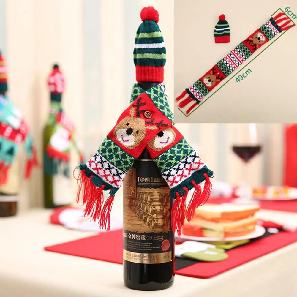 Wine Bottle Cover 14 Taoup льняная пеньковая клетчатая полоска веселое Рождество крышка бутылки вина украшения Рождественские настольные декорации Рождественский Декор для дома Noel Navidad - Цвет: Wine Bottle Cover 14