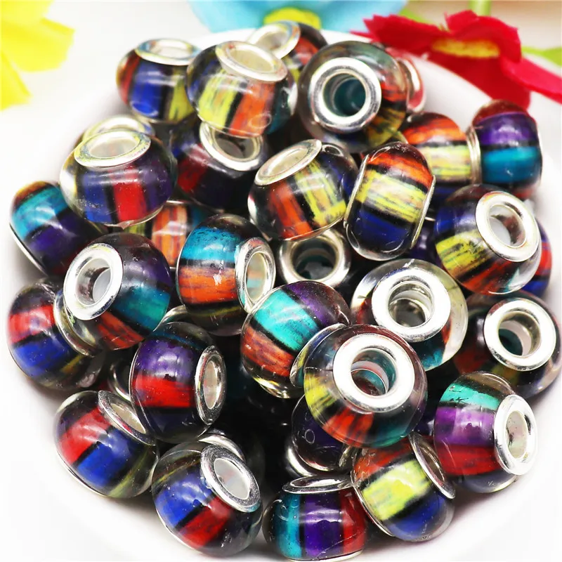 50 шт./лот с большими отверстиями кулоны А смешанных цветов и круглым Свободные