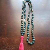 8mm turquoise 108 beads gemstone tassels mala necklace cuff chakas bless fancy natural unisex lucky spirituality yoga