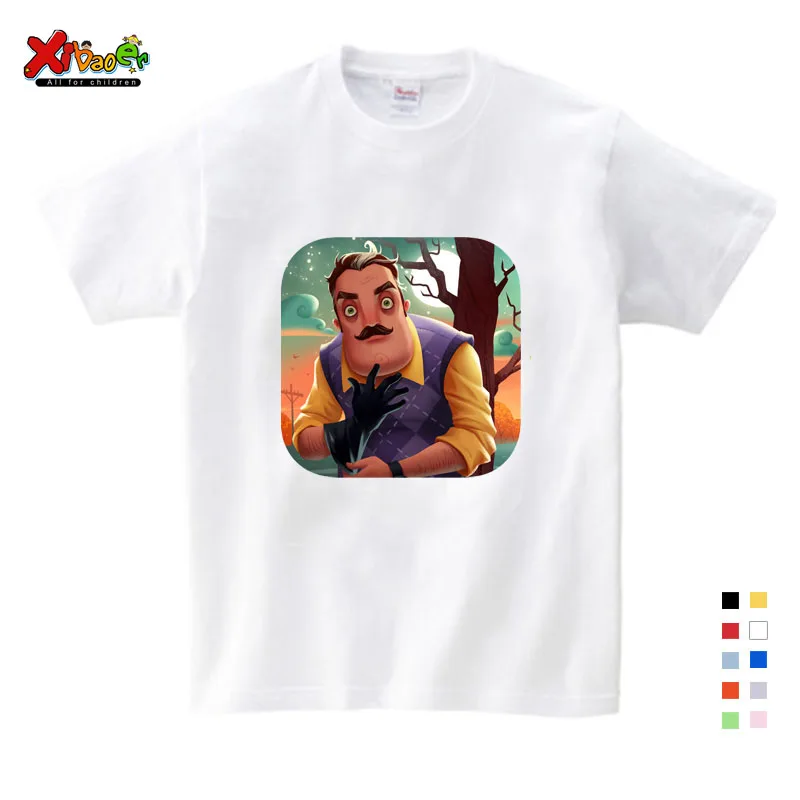Футболка для мальчиков и девочек с рисунком Hello Neighbor детская повседневная