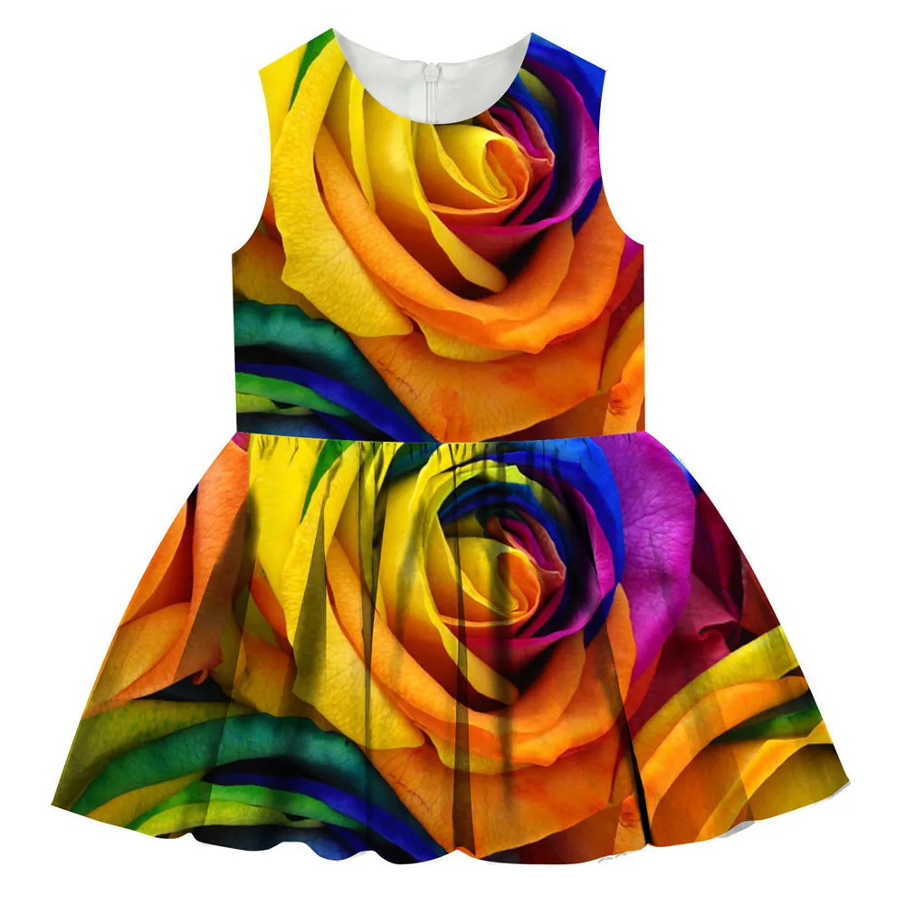 Платья для девочек Новая красивая детская одежда с принтом праздничная