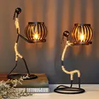 Скандинавский металлический подсвечник, абстрактный персонаж, скульптура, подсвечник, Декор, фигурки ручной работы, домашнее рождественское украшение, художественный подарок