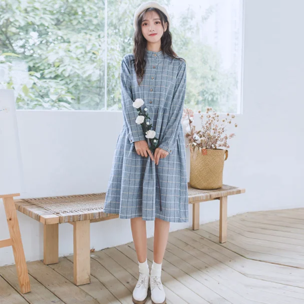 Новое Женское платье с длинным рукавом и искусство не длинное в сером 8290