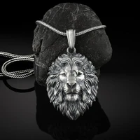 pure tin zodiac jewelry on the neck lion head pendant necklace men hip hop animal mens chain necklace accessories