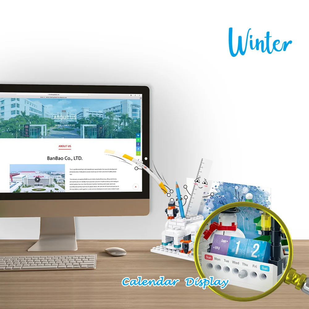 banbao four seasons winter pencil vase photo frame phone holder building blocks office tools for valentines christmas gifts free global shipping