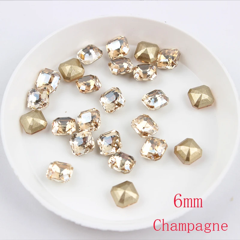 6x6mm Square octagonal Nail Rhinestone Flatback Crystal Stones DIY Decorations Manicure Diamond For whole sale | Дом и сад