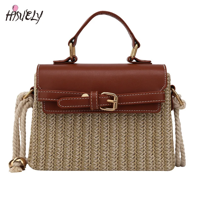 

2021 Bohemian Straw Bags for Women Beach Handbags Summer Vintage Rattan Bag Handmade Kintted Woven Crossbody Bag Purse
