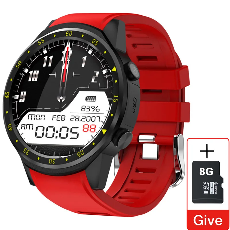 Red add 8G Gps Смарт часы для мужчин с sim-картой камера F1 смарт часы Датчик сердечного ритма спортивный телефон подключены Часы android iOS часы - Цвет: Red add 8G