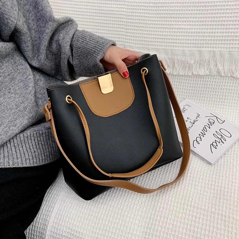 

2 Pieces Luxury Pu Leather Women Set Bag 2019 Winter Large Capacity Tote Handbags Shoulder Bags For Ladies Clutch Crossbody Bag