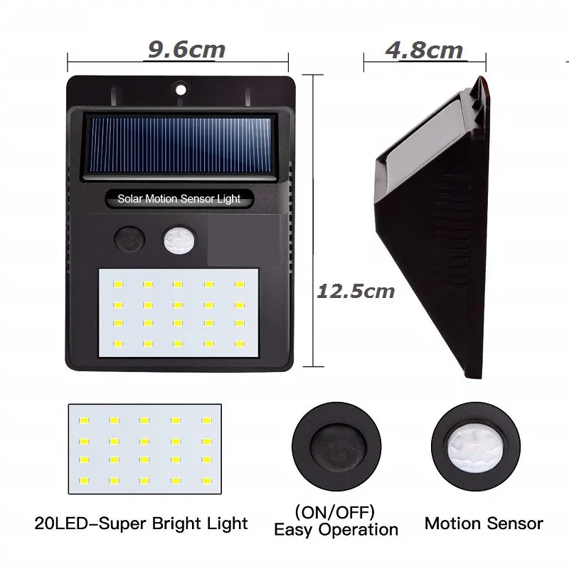 

Garden Solar Light Motion Sensor Diamond Shape Powerful Outdoor LED Solar Lamps Waterproof Energy Saving Wall Street Decoration