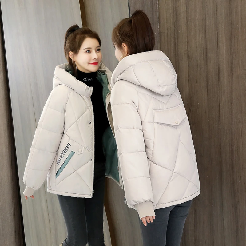 Куртка ZQLZ женская зимняя 2020 новая тонкая с капюшоном короткая парка хлопковая