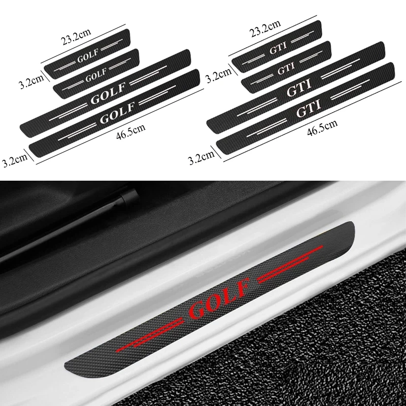 4 шт. углеродного волокна Защита дверных порогов Стикеры для Фольксваген Гольф