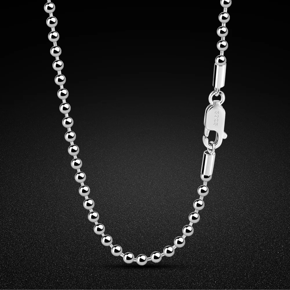 

Минималистичное Оригинальное бусина из серебра 925 пробы ожерелье с цепочкой женские 2,3 мм Колье без подвески Настоящее серебро очарователь...