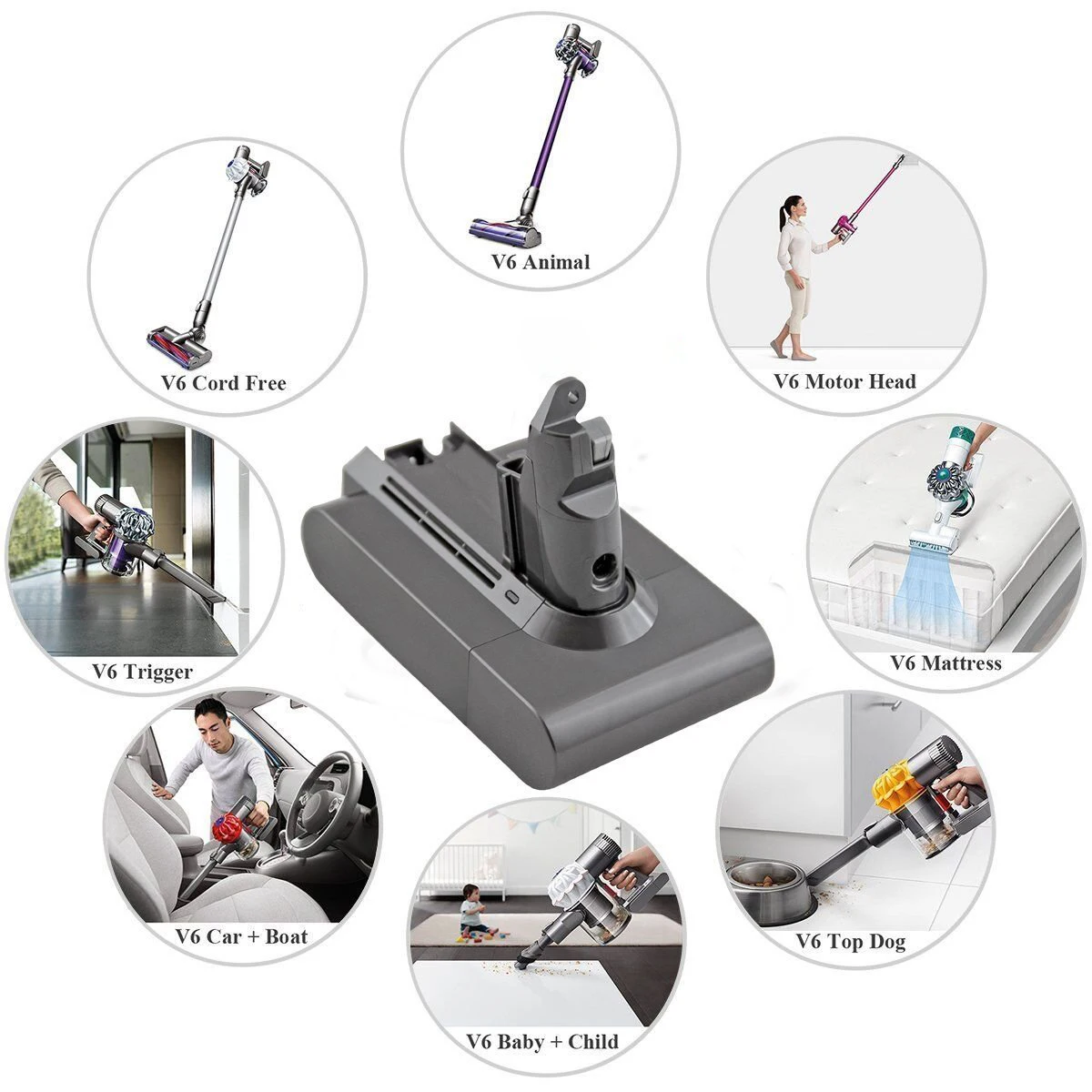 21,6 V 3000 мА/ч, литий-ионный аккумулятор Батарея Замена для Dyson Батарея 3.0Ah V6 DC61 DC62 DC72 DC58 DC59 DC72 DC74 пылесос 965874-02